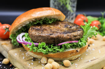 MTE's new 100 percent chickpea burger.