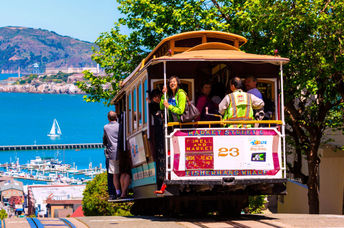Iconic cable car in San Francisco.