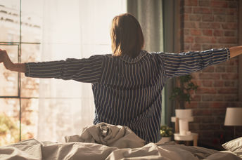 a woman getting ready to start her day.