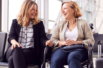 Two women traveling together.