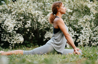 Doing yoga poses inspired by the air element.