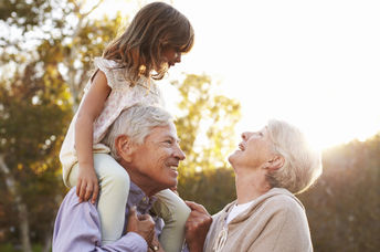 Playing brain games with grandchildren.