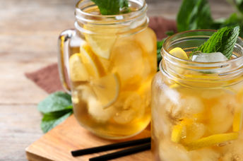 Enjoy an herbal iced tea to cool you down.