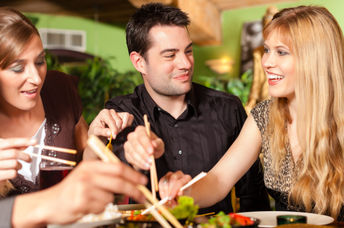 Eating with chopsticks that can be upcycled into new items.