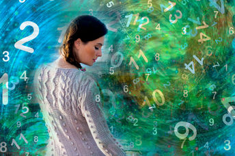 Woman surrounded by numerology.