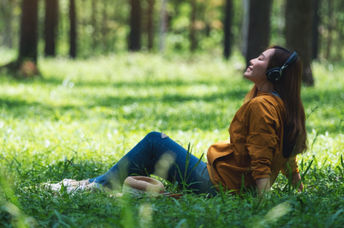 Resting outside in nature.