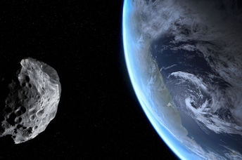 Blue Earth and asteroid.