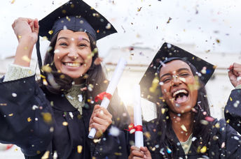 Two college graduates.