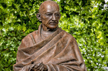 A statue of Gandhi in London.