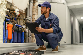 Professional plumber at work.