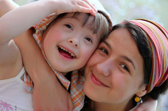 Happy family moments: Mother and child have fun.