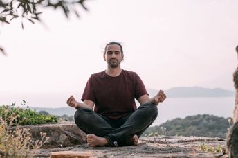 Meditating in nature.