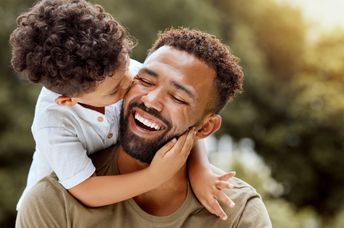 A happy father and son.