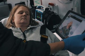 Using a sign language app in an ambulance.