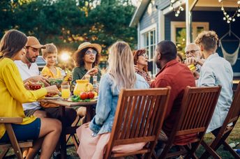 Enjoying a summer dinner outdoors.
