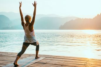 yoga in the morning sun.
