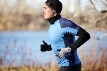 Runner wearing electronic clothing.