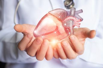 A rendition of an artificial heart.