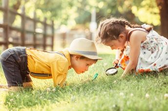 Curious children out exploring.