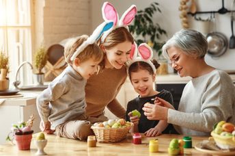 Decorating Easter eggs.