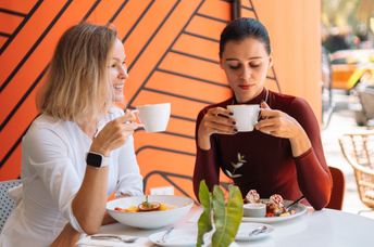 wo women having a serious conversation.