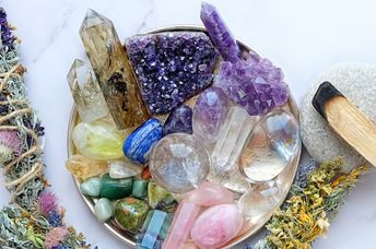 Crystals and gem stones.
