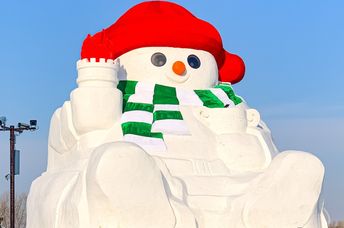 The 2024 Giant Snowman in Harbin, China.