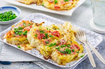 Roasted cabbage steaks.