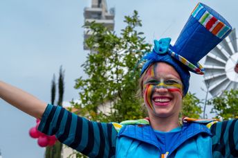 A woman celebrates Purim.