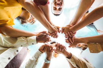 Volunteers getting ready to help.