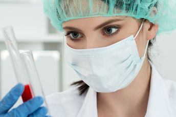 Testing samples in a lab.