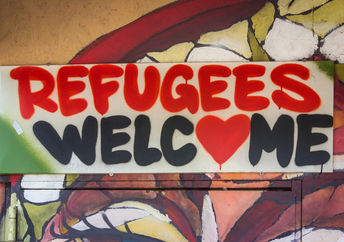 Berlin, Germany , September 16, 2015: Graffiti with the political slogan 