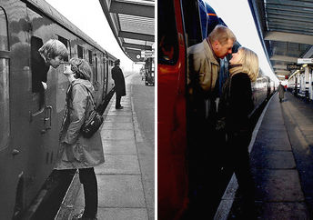 Tony Wilmot and his girlfriend Sally had no idea they were being photographed as they said goodbye in 1980. (Chris Porsz)