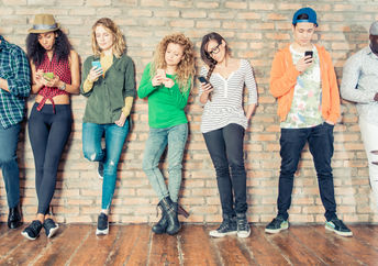 People connecting with their phones