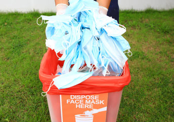 Disposable Face masks are recycled into building bricks.