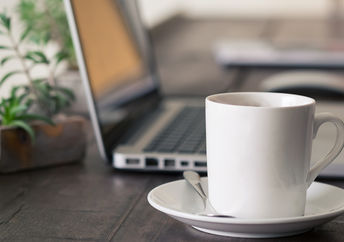 A cup of coffee or tea in the morning.