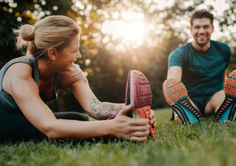 Enjoying exercising in a park.