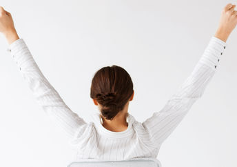 Office worker celebrating success