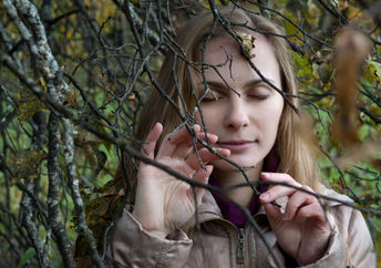 Listening to the sounds of the forest.