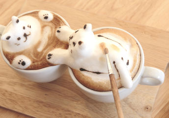 Coffee foam animals.