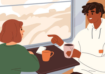 Talking to a stranger on a train.