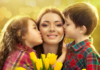 A mother and her children