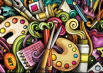 Various art supplies.