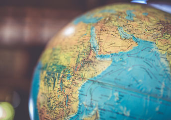 A globe showing the countries of the world.