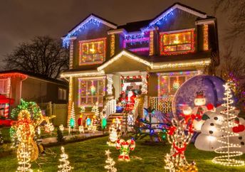 Neighbors’ homes decorated for Christmas.