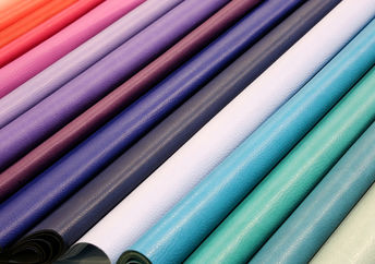 Multicolored faux leather.