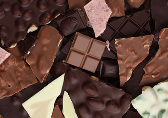 Chocolate bar pieces in various flavors.