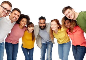 International group of happy, smiling people.