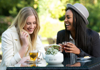 Two friends drinking tea.