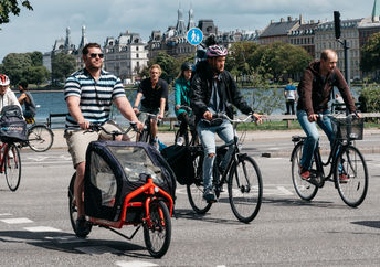 Healthy exercise riding bicycles in Copenhagen, Denmark.